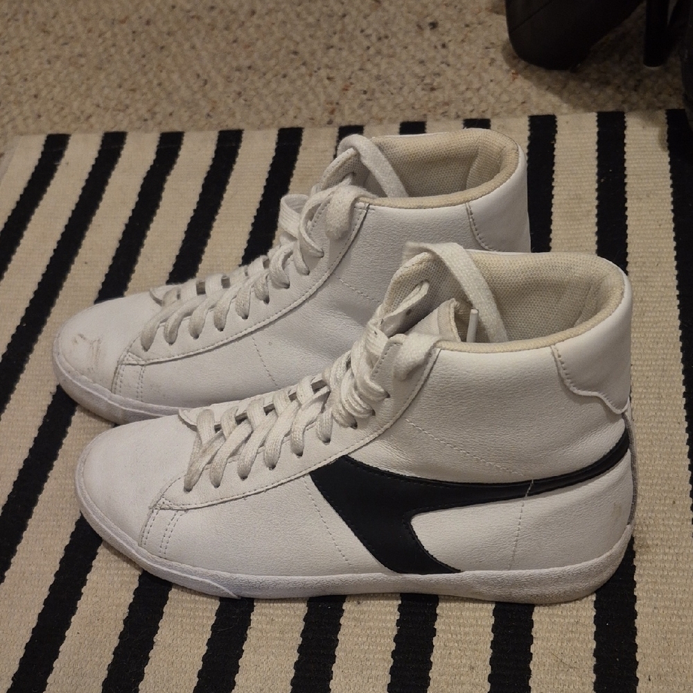 Rachel Zoe White and Black High-Top Sneakers
